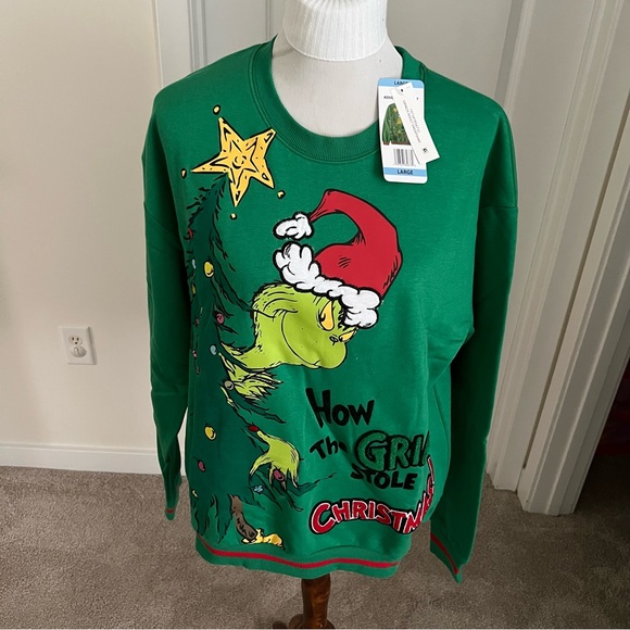 Dr. Seuss How the Grinch Stole Christmas Sweatshirt NWT - size Large Adult - Picture 1 of 9